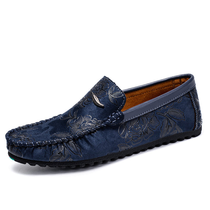 Loafers de Couro com Padrão Floral