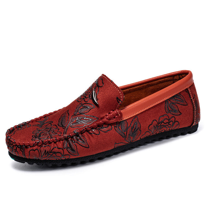 Loafers de Couro com Padrão Floral