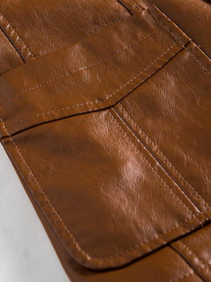Jonas™ | Casaco de Couro Cor Caramelo