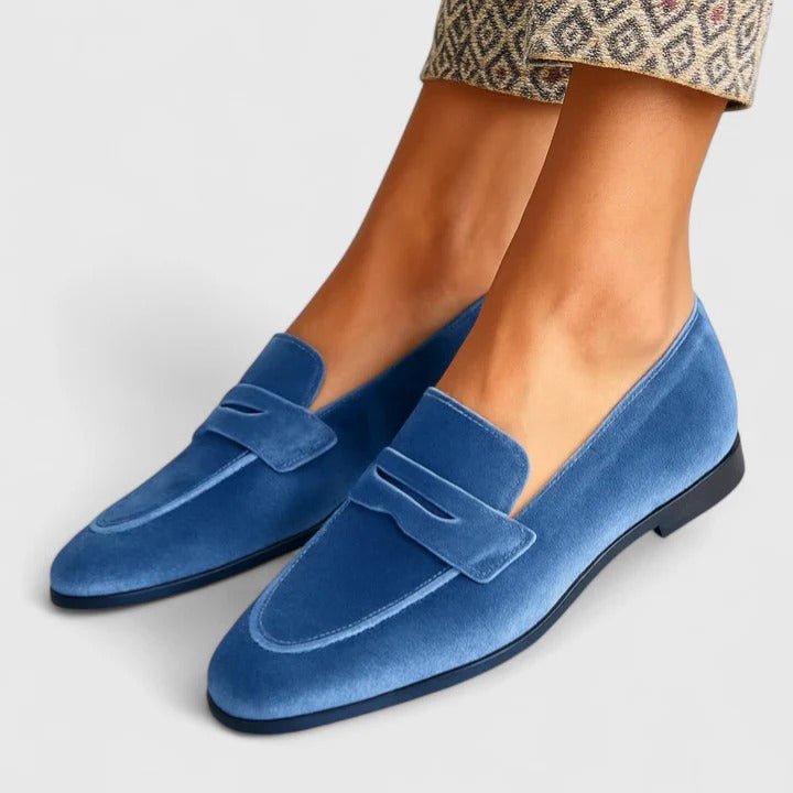 Olivia | Loafers azul de veludo